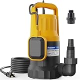 Acquaer 1HP Utility Pump 4345GPH Submersible Sump Pump with Automatic Float Switch, Water Removal fo