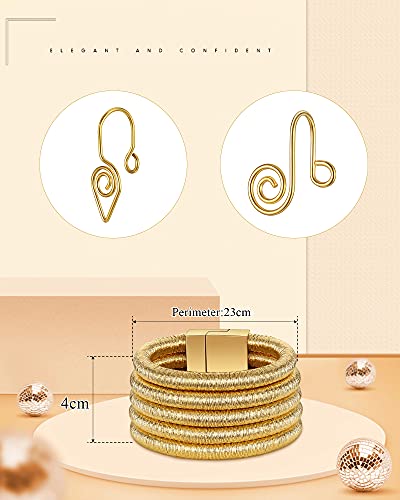 Hicarer 5 Pcs African Jewelry for Women, African Statement Choker Layered Collar Necklace Tribal Style Earrings Bracelet Faux Nose Rings Nose Cuffs Hoop Costume Jewelry Set for Women3