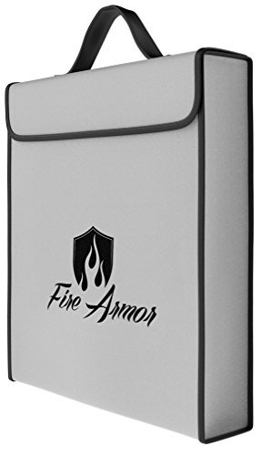 -Double Layer- Fireproof Money Bag (16"x12"x3") XXL No-Itch Zipper Closure, Silicone Coated Fire Resistant Envelope Documents Pouch (Lightning Deal)