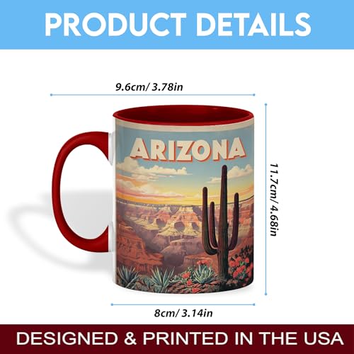Taza de cerámica roja estilo desierto 15 oz miniatura 5
