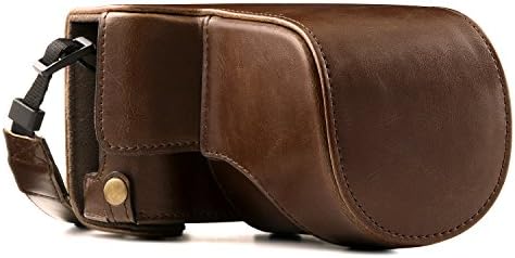 MegaGear Fujifilm X-A5, X-A3, X-A2, X-A1, X-M1 Ever Ready Leather Camera Case and Strap, with Battery Access - Dark Brown - MG173