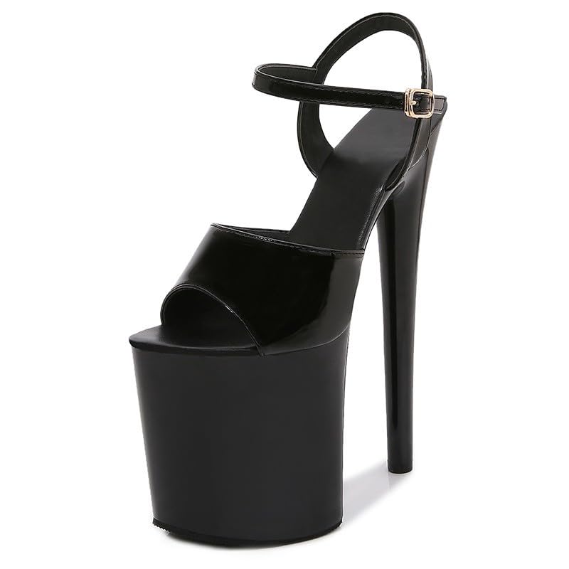 Sandali sexy da donna, con tacco alto, 20 cm, a spillo con plateau da 10 cm, con punta aperta, eleganti scarpe per feste e palcoscenico