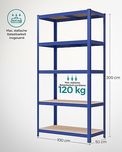 Schwerlastregal von SONGMICS, Lagerregal 50 x 100 x 200 cm, bis 600 kg