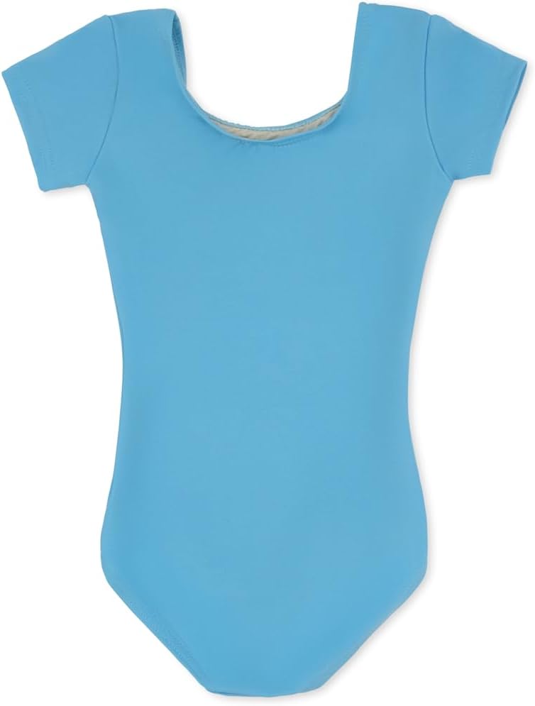 Capezio girls Team Basic Short Sleeve athletic leotards, Light Blue, 8 10 US - Image 4
