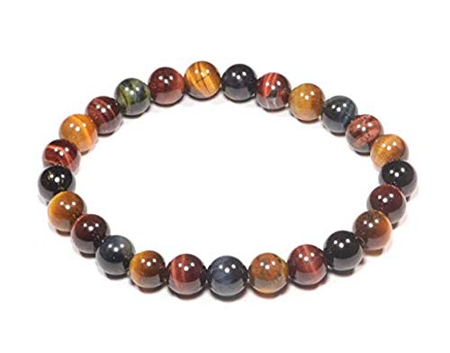 ARMONY PARIS Bracelet Pierre Naturelle Triple Protection Oeil de Tigre Jaune Rouge Bleu ou Faucon Perles 10 mm ou 8 mm Bracelet Femme Homme Cover
