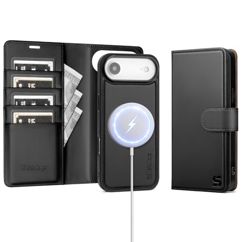 Shieldtop Compatible with Magsafe Magnetic 2 in 1 Detachable iPhone 17 Air Wallet Case with Card Holder Credit Slots Men Women,PU Leather RFID Blocking Flip Kickstand for Apple 17 Air,Black by Shieldtop - Used condition - US$18.02