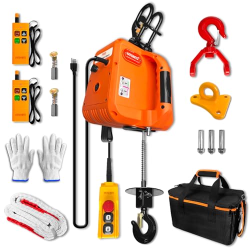 YATOINTO PRO Electric Hoist, 1600W 1,100lb Electric Winch with Single/Double Hooks, Dual Wireless Remote & Cable Remote, 110V/120V, 30ft Lifting Height for Garage, Warehouse, Factory, and Farm