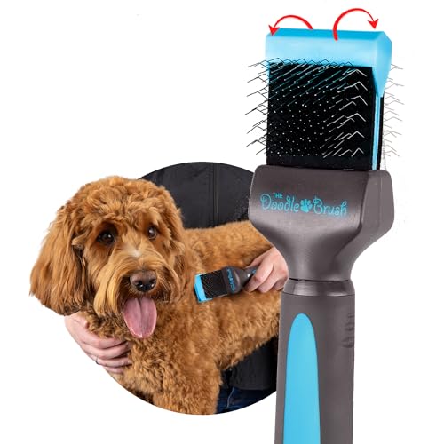 The Doodle Brush – Long Pin Dog Slicker Brush for Goldendoodles, Labradoodles, and other Poodle-crosses with Medium and Long Hair, Dog Detangler Brush for Dematting (Single Head)