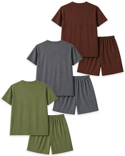 Image of Kuchipoo Boys Cotton T-Shirt & Shorts Set | Half Sleeve Round Neck Top with Elastic Waist Shorts | Soft & Comfortable Casual Wear for Kids | Pack of 3