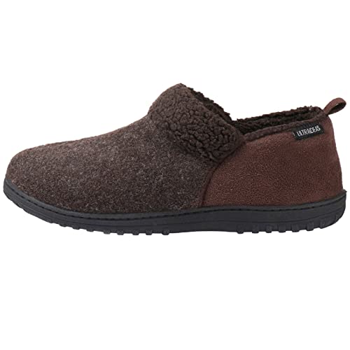 ULTRAIDEAS Chaussons Homme Confortables en Mousse à Mémoire, Doublure Peluche de Laineux Chaude, Semelle Caoutchouc Antidérapante pour Intérieur et Extérieur, Café, 41 EU Cover
