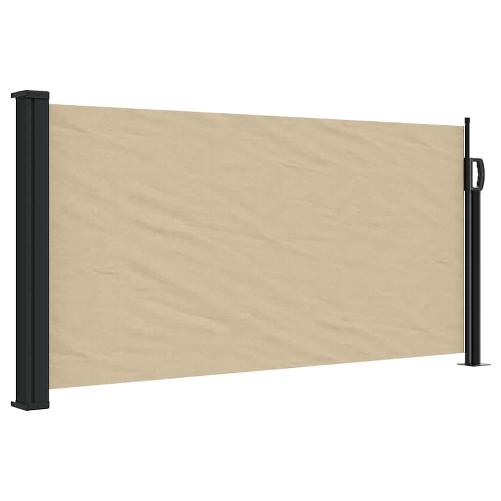 Vidaxl Beige Retractable Side Awning, Outdoor Privacy Screen For Garden Balcony Terrace Patio Yard, Uv Resistant Sunshade Shelter, 100X500 Cm