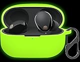 LDSXAY Compatible with Sony WF-1000XM5 Case Cover, Silicone Protective Skin Case for Sony XM5 Wireless Earbuds, Front LED Visible (Glow Green)