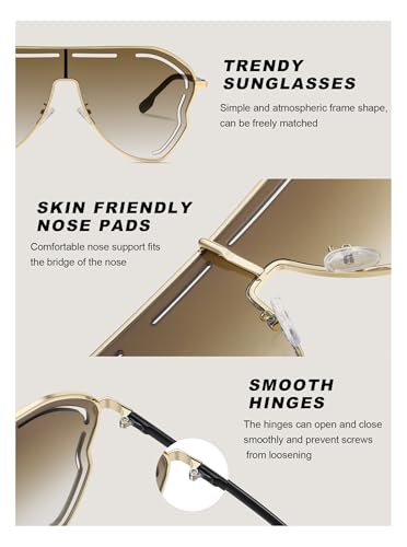 Trendy Womens Sunglasses Oversize Sunnies, 69mm UV400 Protection Lens Metal Frame Butterfly Shades(98271)4