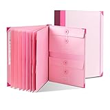 Important Document Organizer,Folio Document Organizer,Bound Expanding File for Important Papers/Passports/Birth Certificates(Pink)
