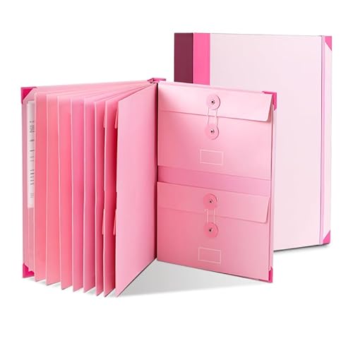 KEENMARK HOME - Important Document Organizer,Folders for Documents,Bound Expanding File for Important Papers/Passports/Birth Certificates(Pink)