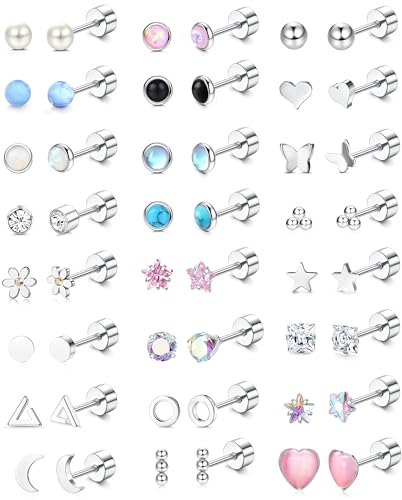 Jstyle Hypoallergenic Earrings for Girls Women Surgical Stainless Steel Earrings for Sensitive Ears Screw Back Earrings Set Cute Girls Todder Earrings Kids Earrings Jewelry for Teen Girls