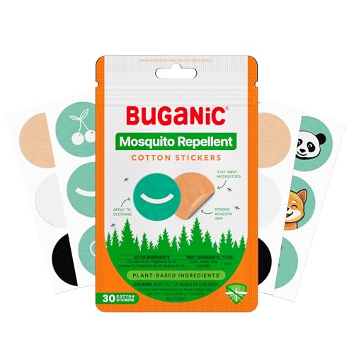 Pegatinas repelentes de mosquitos – Natural sin DEET para niños, bebés y adultos con adhesión de larga duración, defensa contra insectos infusionada con aceites esenciales – Parches de citronela para mosquitos – Tela de algodón miniatura 1