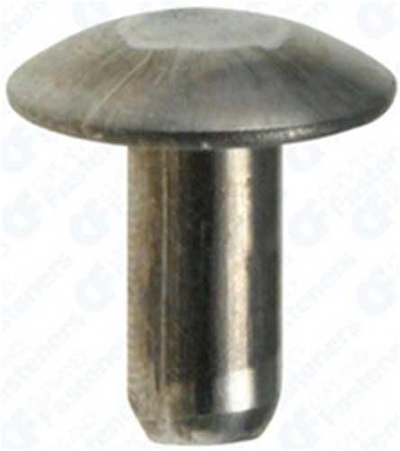 1000 3/16 Brazier Head Solid Aluminum Rivet 3/8 Length