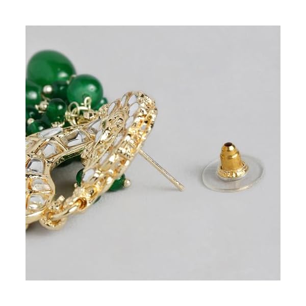 Gehena by Estele Gold Plated Elegant Kundan Studded Drop Earrings with Beaded Pearls for Girls and Women - Image 8