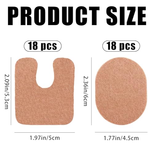 Image of 36 PCS U Shaped Felt Callus Cushions, Thick Oval Shape Adhesive Foot Pads Pain Relief Keep Protecting Calluses from Rubbing on Shoes Corn Pads Sticky for Feet (O Shaped)
