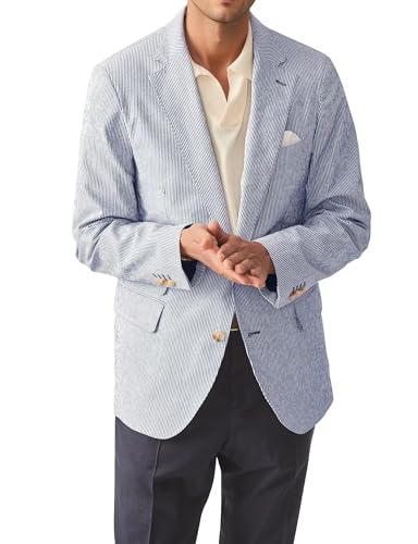 Mens Seersucker Blazer Jacket Regular Fit Summer Blazer for Men Lightweight Seersucker Wedding Suit Jacket