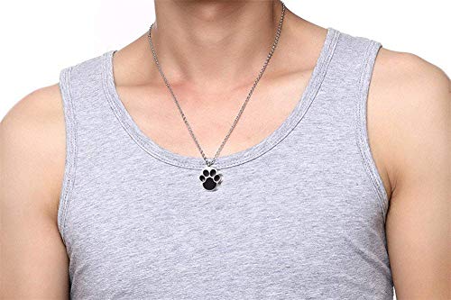 Qumy Pet Cat Dog Paw Print Cremation Jewelry For Ashes Wearable Urn Necklace Keepsake Memorial Pendant For Women Men, With Stainless Chain And Funnel Fill Kits (Men) #TOP5