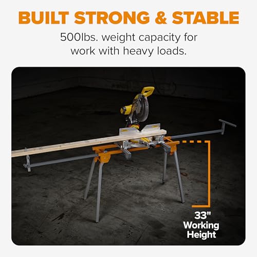 Image of BORA Portable Miter Saw Stand 2nd Generation - Quick release Tool Mount - 114 Inches of Material Support - Universal Folding Compound Mitre Saw Stand fits Dewalt, Milwaukee, Ridgid, Bosch Chop Saws PM-4020