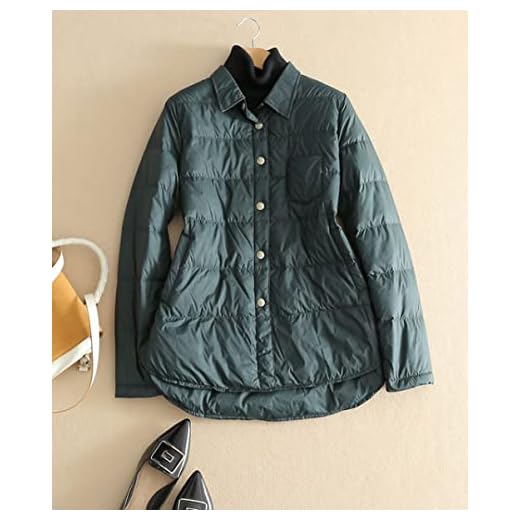SDCVRE dunjacka Höstens tunna dunjacka Dam Mode Ultralätta smala jackor Vinter Casual Basic Parkas, Army Green, L
