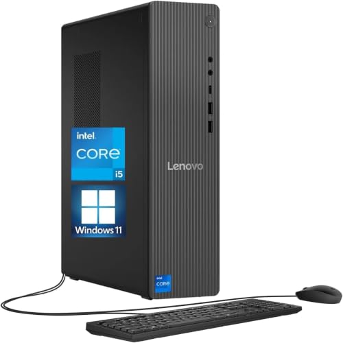 Image of Lenovo IdeaCentre Tower Desktop Computer, Intel 10-Core i5-14400 Processor (Up to 4.7GHz), 64GB DDR5 RAM, 1TB SSD, WiFi 6 & Bluetooth, Intel UHD Graphics 710, Wired KB & Mouse