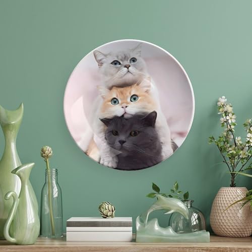 Plato decorativo de cerámica Bone China gatos 6 pulg miniatura 5