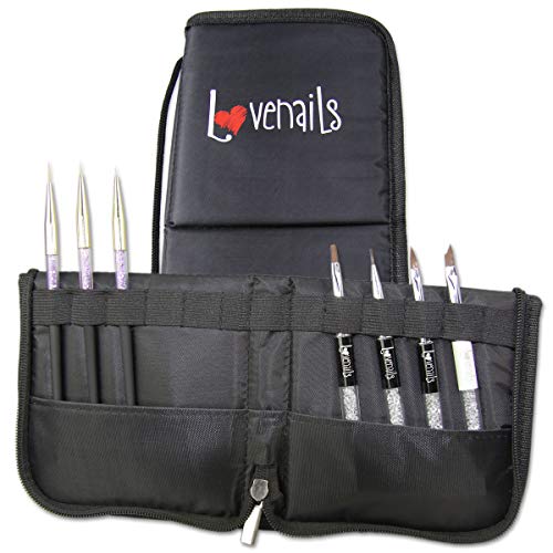 Lovenails Pinsel Tasche - Aufbewahrung für Gelpinsel, Nailart, Acryl - Ordnung auf dem Nageltisch und im Studio