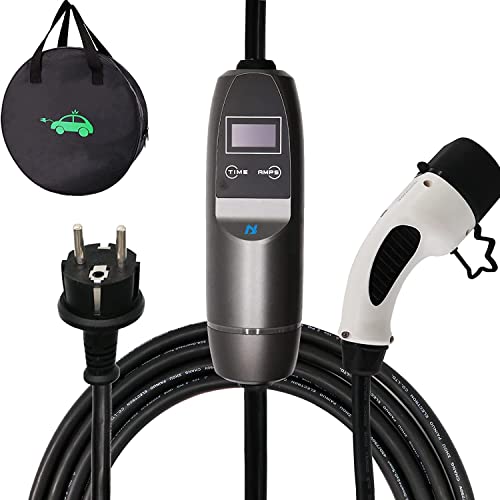 MCEVKELN Cargador EV Portatil Coche Electrico con Pantalla Digital Cargador EV | Tipo 2 | 3,6kW | 16A | 5m Enchufe Schuko Cover