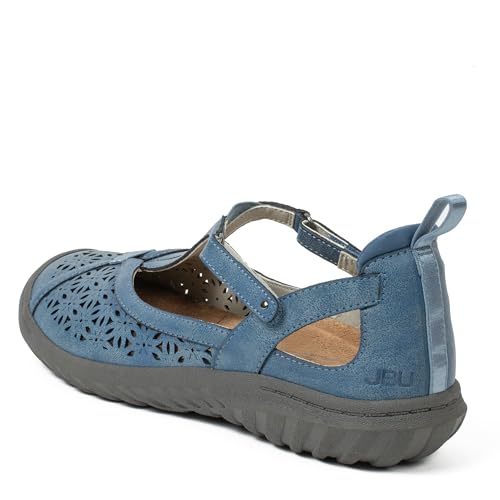 Image of JBU Women's Daffodil Comfortable Adjustable Casual T-Strap Memory Foam APMA Accepted Mary Jane Walking Flat