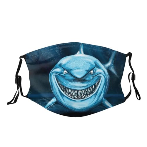 LALLRI Atrocious Shark Graphic Face Masks, Unisex Breathable Reusable Anti-Dust Wind Sun-Proof Fashion Mouth Cover