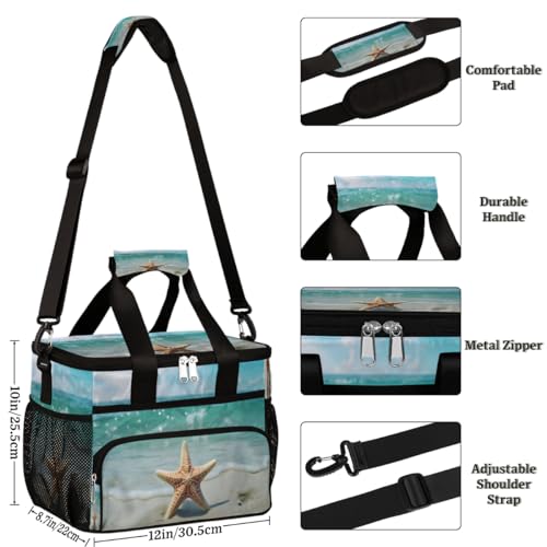 Starfish Insulated Picnic Backpack Lunch Box for Women Men Picnic Basket Tote Lunch Bag Picnic Bag Portable Lunch Bags for Picnic, Beach, Work, Trip,Office, Camp Starfish Beach