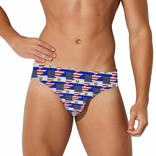 U.S. and El Flag Mens Swim Briefs Quick Dry Triangle Trunks Swimsuit Swimming Bikini Swimwear