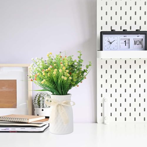Vase en céramique blanc mat 15cm stable pour petits espaces