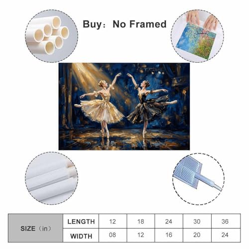 Póster de bailarinas de ballet con efecto óleo texturizado para un dormitorio elegante 2
