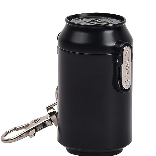 Nivofu Taschenaschenbecher für Unterwegs Geruchsdicht Taschenascher mit Karabiner und Deckel Mini AschenbecherTo Go Tragbarer Reiseaschenbecher Metall für Zigaretten Draußen Camping (Schwarz)