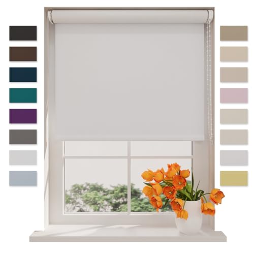 Store enrouleur occultant blanc DTCH 110x190 cm pour fenetre sans perçage
