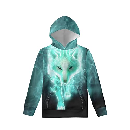 Wellflyhom Wolf Hoodies Boys Fashion Sweatshirt For Kids Teen Girls Age 11-13 Active Fall Outfits Long Sleeve Shirt Casual Pullover Sweaters Lightweight Hoodie School Sportswear Jumpers #TOP2