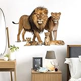 Lion Wall Sticker, 3D Jungle Wildlife Sticker Removable Wall Sticker Self Adhesive Ferocious Lion Mu