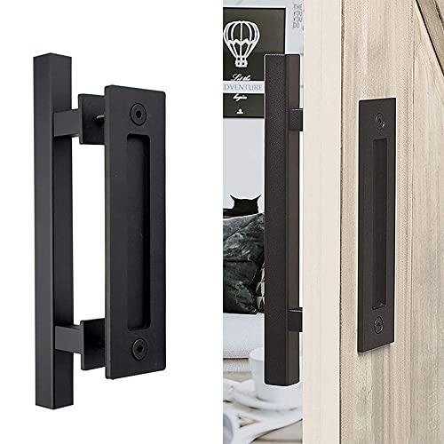 YANGHX Barn Door Handle 30cm Pull Handle for Sliding Barn Door Heavy-Duty Materials (Square), Black