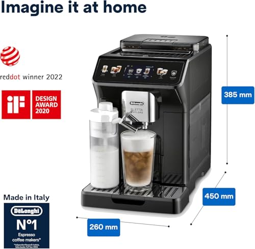 De'Longhi Eletta Explore Cold Brew ECAM450.65.G, Barista Kaffeemaschine mit LatteCrema Hot & Cold, Espressomaschine, Kaffeevollautomat, Kaltextraktion, Touchdisplay, Grau