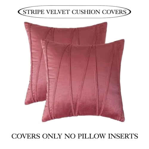 Image of Decorative Striped Throw Pillow Covers 12 X 12 Inch,Soft Solid Velvet Pillow Covers Cushion Case with Zigzag Pattern for Sofa Bedroom 30 X 30 Cm (Pack of 5) Blush