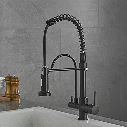 Grifo Cocina 3 Vias Osmosis Latón Fria Y Caliente Agua Pura 3 En 1 Rotación Grifo De Cocina-Negro Grifo Cocina 3 Vias Osmosis Latón Fria Y Caliente Agua Pura 3 En 1 Rotación Grifo De Cocina-Negro