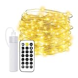 📦【CONTENIDO DEL PAQUETE】El paquete contiene 1 Guirnalda de 10 metros con 100 leds, 1 batería recargable, Cable USB, Mando a distancia y Manual de instrucciones.