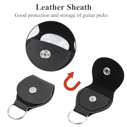 Image of Adjustable Guitar Strap Includes 2 Strap Locks & 2 Matching Picks & 1 Picks Holder & 1 leather Strap Button.