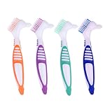 Wenplus 4 Pieces Denture Cleaning Brush Double Sided Denture Toothbrushes Portable False Teeth Brush