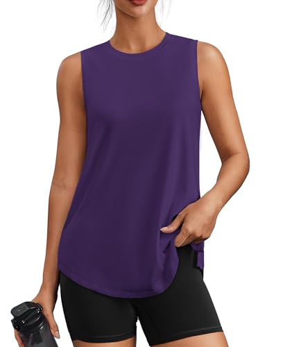 Image of PINSPARK Workout Tank Tops for Women UPF 50+ Side Slits Athletic Gym Shirt